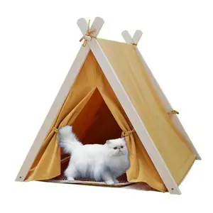 خيمة من الخشب الصلب قابلة للطي تباع بالتجزئة من الجهة المصنعة لأغراض الخارج مقاومة للماء لحيوانات القطط خيمة على شكل حقيبة للقطط منزل للقطط