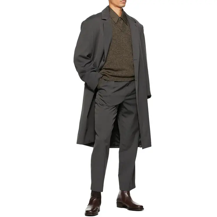 Metro jackets OEM Custom Logo wool and cotton-blend twill suit plus size men's jackets long coat