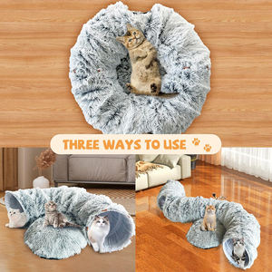 Lit tunnel en peluche chat beignet doux personnalisé en usine avec tapis central pour chaton/chiot/lapin - Product Image 6