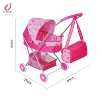 Chengji Ensemble de Jouets Chariot et Poussette de Poupée pour Jeux de Rôle Enfants, avec Panier de Rangement et Sac à Main Pare-Soleil