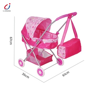 Chengji trẻ em Vai trò chơi Trò chơi xe đẩy che nắng giỏ lưu trữ túi xách đồ chơi đặt bé pram Đồ chơi búp bê xe đẩy - Product Image 5