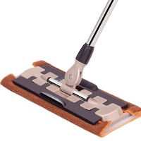 Vadrouille plate à jet d'eau humide et sèche pour nettoyage des sols d'hôpital d'hôtel à 360 degrés avec manche en aluminium tampon en microfibre réutilisable