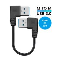 Cable USB 3.0 Premium de Ángulo Izquierdo a Izquierdo, Cable USB a USB de Alta Velocidad para Sincronización de Datos y Carga, Cable Trenzado de PVC para Computadora, Automóvil y Laptop