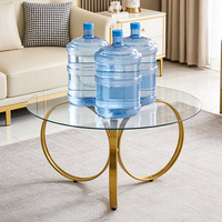 Table basse en verre trempé avec structure métallique, design minimaliste italien, table d'appoint en forme de donut pour salons, meubles de salon
