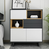 Armoire à chaussures en bois avec 2 portes et étagères ouvertes étagère à chaussures couleur chêne