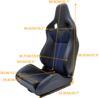 2024 nouveau design en cuir noir avec coussin bleu foncé siège de course universel réglable