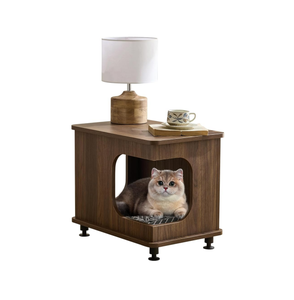 Wooden <b>Cat</b> Beds for Indoor <b>Cats</b> 2-in-1 <b>Cat</b> <b>Hideaway</b> & Side Table with 3" Raised Legs - Sturdy <b>Cat</b> Furniture Can Be Customized - Product Image 1