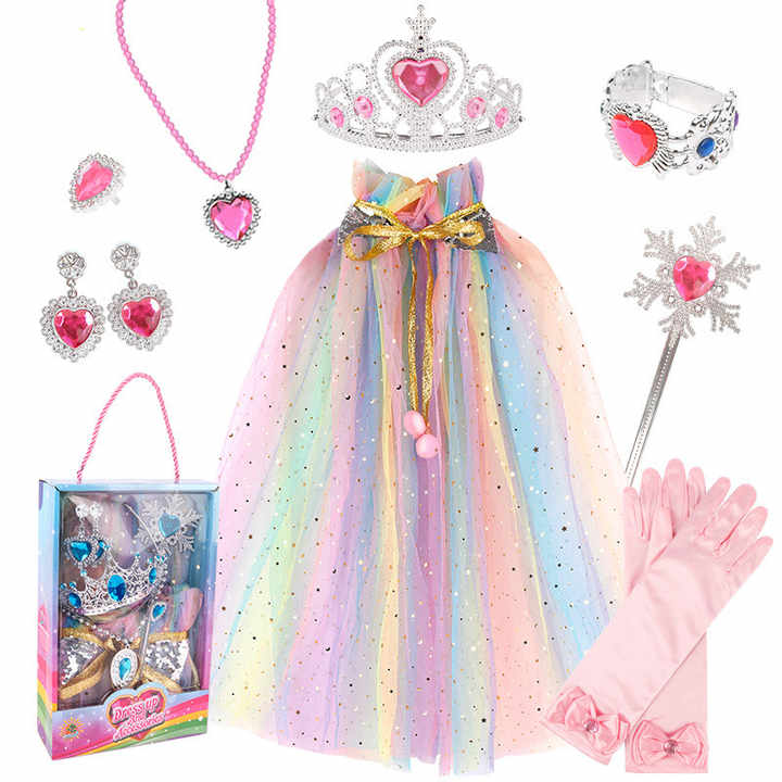 Girls Princess Dresses Costume Snow Party Dress up Blue Dress with Cape