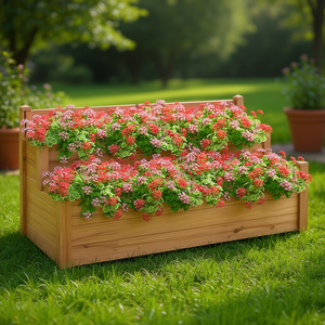 กระถางปลูกต้นไม้ไม้สักแท้ สีธรรมชาติ ทรงสี่เหลี่ยม สไตล์เรียบง่าย สำหรับใช้งานกลางแจ้ง - Product Image 2