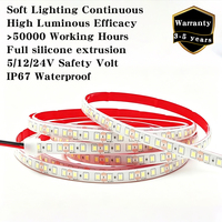 Bande LED 2835 DC 24V 12V Haute Densité 120, 180, 192, 196, 240 LED Dimmable Étanche IP67 8mm 10mm PCB pour Usage Commercial Extérieur
