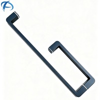 Poignée de porte d'angle carrée en acier inoxydable noir mat au design moderne, poignée de porte coulissante en verre Austin pour salle de bain, barre porte-serviettes