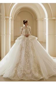 Vestido de novia de manga larga Nueva novia Francés Retro Ligero Nicho de lujo Alta gama Senior <span class=keywords><strong>Brigade</strong></span> Shot Big Trail Main Yarn - Product Image 4