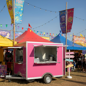 Remorque alimentaire compacte et durable en fibre de verre rose, résistante à la rouille, pour la vente ambulante de bonbons et de chips - Product Image 1
