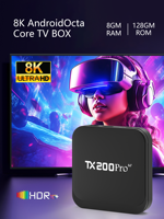 TX200 PRO Smart Android TV Box 4K, Lettore Multimediale Wireless WiFi, Dispositivo di Streaming Quad Core