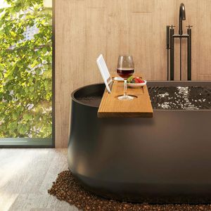 Vassoio per Vasca da Bagno in Legno <span class=keywords><strong>di</strong></span> Teak, Tavolino da Bagno in Legno con Porta <span class=keywords><strong>Vino</strong></span> e Supporto per iPad - Product Image 4