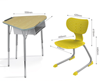 Bureau de travail en bois connectable avec chaise, table ronde peu encombrante, table et chaise modulables, table et chaise de conférence pour la communication