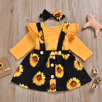 Ensemble de 2 robes pour filles, imprimé tournesols, vêtements pour enfants, fleurs, robes pour bébés filles