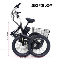Tricycle électrique à 3 roues de 20 pouces, batterie 13 Ah, moto électrique à trois roues, scooter électrique pour adultes