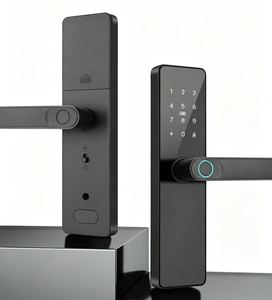 Système d'entrée sans clé pour appartement en stock au Brésil, déverrouillage par empreinte digitale/carte/mot <span class=keywords><strong>de</strong></span> <span class=keywords><strong>passe</strong></span>, poignée battante, serrure intelligente pour porte en bois et alliage d'aluminium - Product Image 1