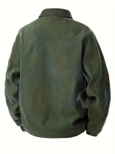 Blouson Bomber Homme en Velours Côtelé Style Européen et Américain, Tendance Décontracté Sportif à Simple Boutonnage avec Poches, Col Revers et Manches Longues - Product Image 3