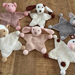 <span class=keywords><strong>Doudou</strong></span> en tricot crocheté en forme d'ours ou de mouton pour bébé, couverture de sécurité pour bébé, jouet de confort pour le sommeil, couverture en coton tricoté pour bébé - Product Image 1