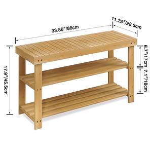 Zapatero de bambú personalizado, estante de almacenamiento organizador de zapatos de 3 niveles para entrada, sala de estar, Zapatero de madera - Product Image 3