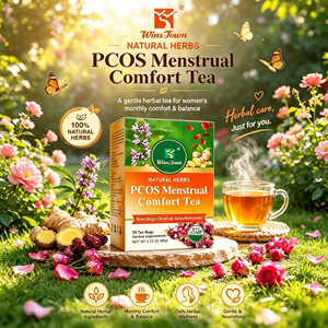 ชาสมุนไพรบรรเทาอาการประจำเดือนสำหรับผู้มีภาวะ PCOS ช่วยปรับสมดุลอารมณ์และฮอร์โมน  ผลิตภัณฑ์เสริมอาหารจากสมุนไพรธรรมชาติ  ประกอบด้วยกุหลาบ ขิง และชาแม่ลูกอ่อนแห้ง - Product Image 2