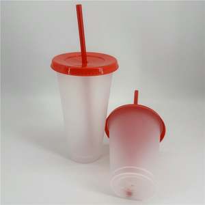 Gobelet en plastique à paroi simple de 24 oz avec logo personnalisé, anti-fuite, avec paille et couvercle pour boire directement lors de fêtes - Product Image 4
