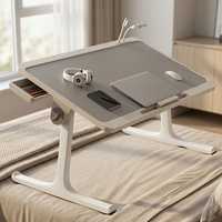 Bureau d'ordinateur portable pliable haut de gamme, réglable en hauteur, support portable avec tiroir pour le travail, les études et le dortoir