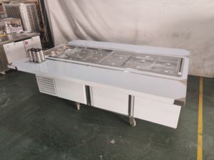 Comptoir réfrigérant commercial pour salade, plan <span class=keywords><strong>de</strong></span> travail en acier inoxydable, réfrigérant à température unique R134a, préparation <span class=keywords><strong>de</strong></span> salades - Product Image 6