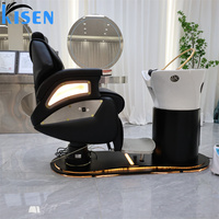Lit de shampooing de lavage de cheveux de luxe avec bol de shampooing de pose électrique Japon tête Spa Table de massage chaise de coiffure avec vapeur