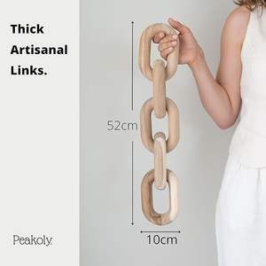 모던 미니멀리스트 팜하우스 보헤미아 브라운 책장 천연 목재 체인 링크 홈 데코 - Product Image 5