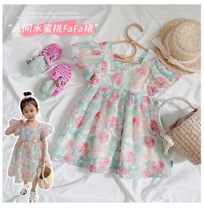 Vestidos florales de Manga mariposa para niñas, novedad, verano, Singapur