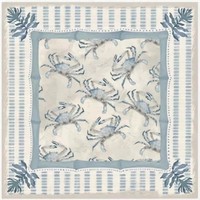 Tuiles de Mahjong à Motifs Animaux Marins : Crabe, Heron, Huître – Base en Marbre Bleu – Jeu de Table Personnalisé pour la Maison