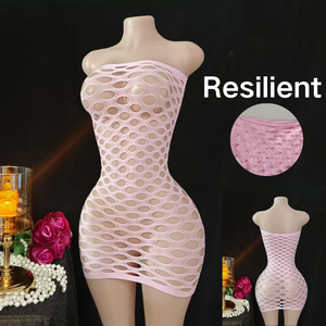 Iiniim Femme Sexy Lingerie Résille Bodystocking Mini Robe Sexy