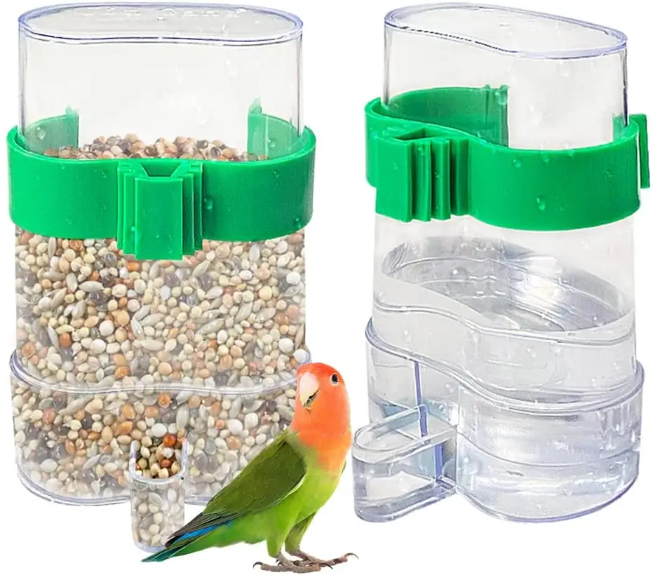 Automatic Bird Water Dispenser Parrot Waterer Feeder Bottles Bird Drinker Seed Container for Parakeet Budgies Cockatiel Lovebird