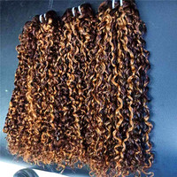 Prix de gros Extensions de cheveux humains malaisiens 100% vierges Remy, bouclés Pixie, couleur 4/27, double tirage à la machine, 10 pouces