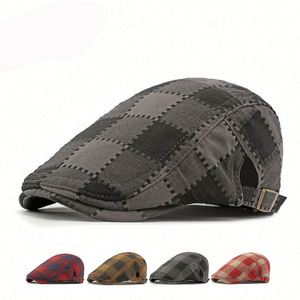 High Quality Men's Fashion Retro Gatsby Plaid Ivy <b>Cap</b> for Men <b>Flat</b> Ivy Herringbone Duckbill Newsboy Beret Ivy Hats - Product Image 2