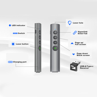 Pointeur laser sans fil rechargeable 2,4 G avec boîtier métallique rouge et vert, stylo de présentation PowerPoint PPT avec récepteur Type C