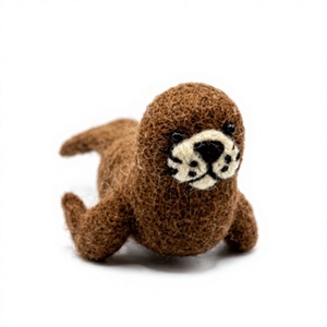 Artisan Handmade Traditional Needle <b>Felt</b> Baby Seal Figurine Ornament Eco-Friendly Wool Marine <b>Animal</b> Collectible Wall Hanging - Product Image 2