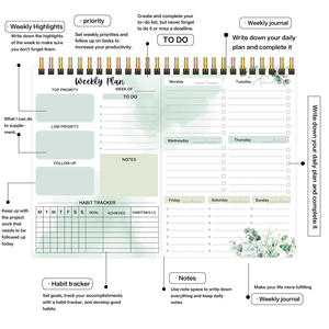 Carnet de planification spirale A4 personnalisé style INS avec couverture en papier et lignes <span class=keywords><strong>pour</strong></span> un planning quotidien et hebdomadaire simple - Product Image 3