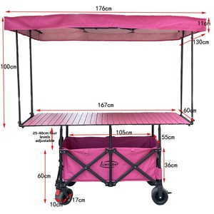 Carrito Plegable con <span class=keywords><strong>Mesa</strong></span> y Techo, Carrito de Comida Plegable TKA, Accesorios para Camping y Senderismo - Product Image 3