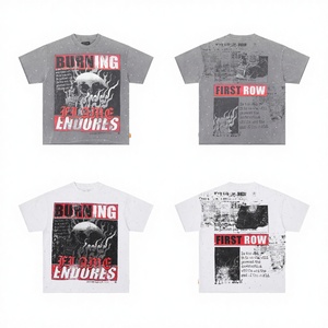 FIRST ROW Nouveau T-shirt à manches courtes de marque, de haute qualité, tendance, vintage, oversize, tricoté avec motif et strass - Product Image 4