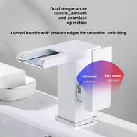 Robinet de salle de bain moderne monocommande en acier inoxydable pour lavabo, avec contrôle de température eau chaude/froide et lumière LED – Fabricant