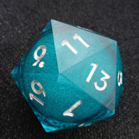 Dés à jouer D20 géant de 55 mm en résine liquide écologique peinte, à 20 faces, avec noyau polyédrique carré unique pour DND et RPG