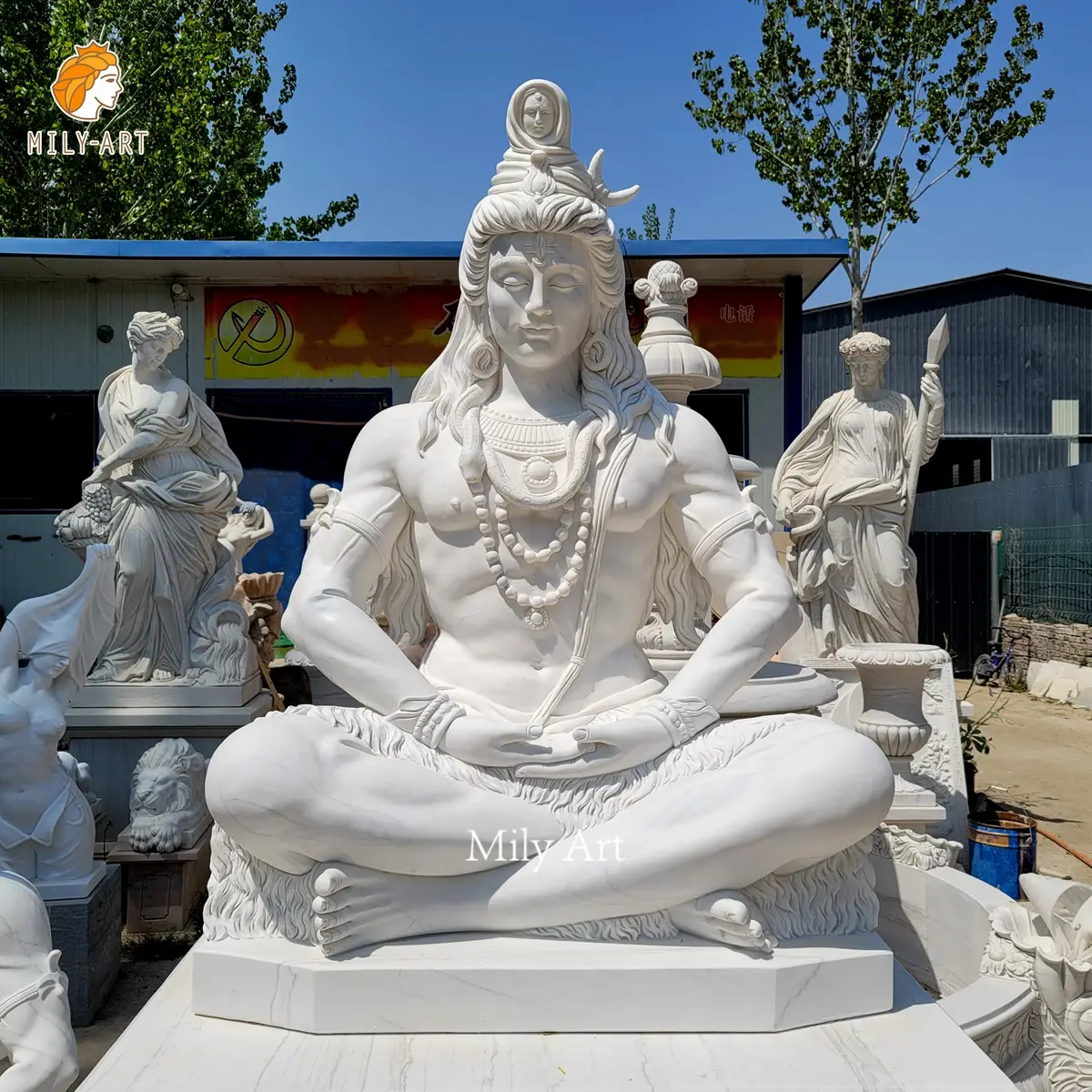 Temple Decor Sculpture religieuse Hindouisme Dieu Statue en marbre de Shiva