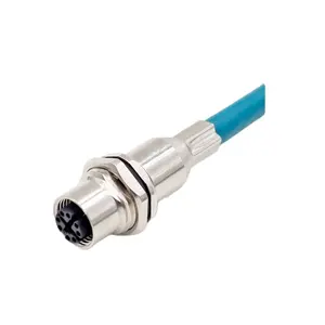 Circular M12 Premium 8 Pole Female X-Coded Connector Crimp Cable Waterproof IP67 Passed 10G For Industrial Automation Signals