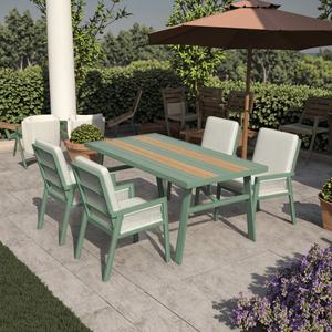 AJUNION高級北欧ガーデンレストラン家具アルミ熱転送ダイニングテーブルポリラタンアームレスト屋外ダイニングセット - Product Image 5