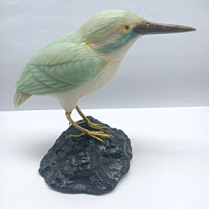 Cuarzo Azul/Calcita Blanca/Ojo de Tigre Amarillo, Tallado de Pájaro de Arte Popular para Regalos Navideños BJ1119 - Product Image 3