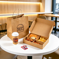 Boîtes à emporter en carton ondulé écologiques de qualité alimentaire, personnalisées avec logo, pour mini-burgers, frites et poulet frit, vente en gros
